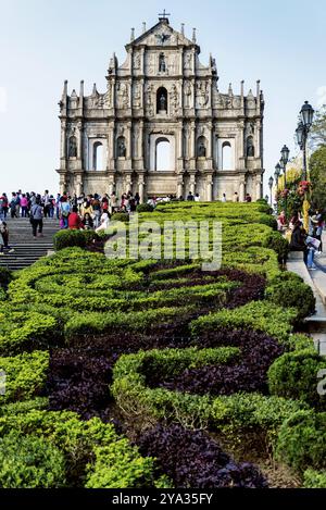 St. paul's Kirche Ruinen berühmte Touristenattraktion Wahrzeichen in macau china Stockfoto