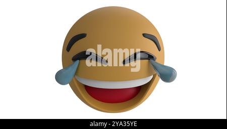 Bild eines lachenden LOL-Emoji-Symbols auf weißem Hintergrund 4K Stockfoto