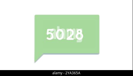 Abbildung eines grünen Chatfelds mit steigenden Zahlen auf weißem Hintergrund. 4.000 Stockfoto