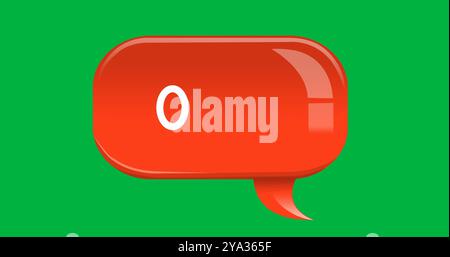 Bild steigender Zahlen in einem orangefarbenen Chatfeld auf grünem Hintergrund 4k Stockfoto