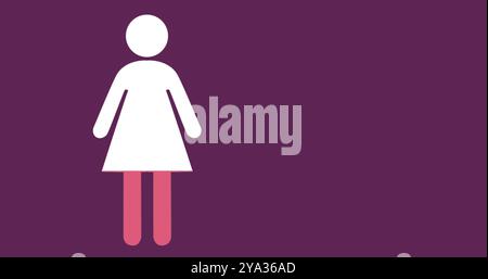 Bild eines weiblichen Symbols in Rosa auf dunkelviolettem Hintergrund 4k Stockfoto