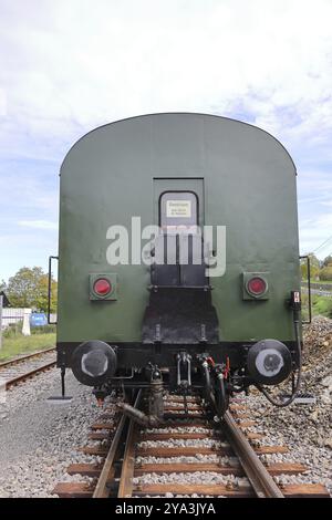 Kopfende eines alten Eisenbahnwaggons Stockfoto