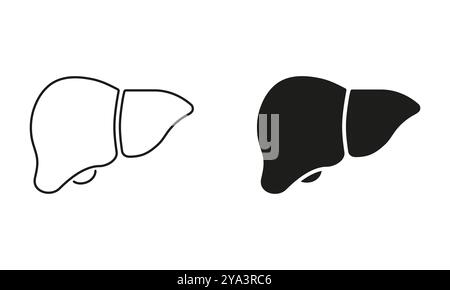 Symbol für Leberlinie und Silhouette. Lebersystem-Zeichen. Menschliche Leber für Anatomie und Biologie. Anatomie des Symbols des inneren Organs des Menschen. Bearbeitbar Stock Vektor