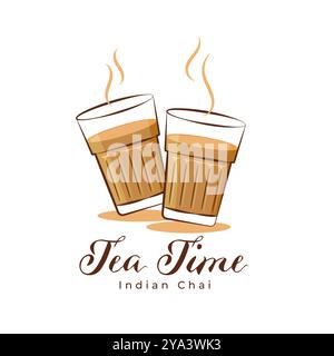 Isolierter indischer Tee- oder Chai-Glasvektor Stock Vektor