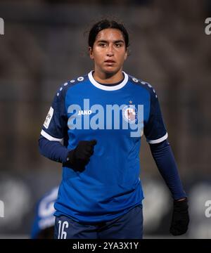 Potsdam, Deutschland. Oktober 2024. Fußball, Frauen: Bundesliga, 1. FFC Turbine Potsdam - SGS Essen, 6. Spieltag, Karl-Liebknecht-Stadion, Potsdamer Maya Hahn. Quelle: Soeren Stache/dpa/Alamy Live News Stockfoto