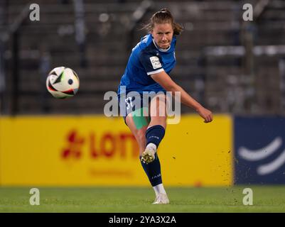 Potsdam, Deutschland. Oktober 2024. Fußball, Frauen: Bundesliga, 1. FFC Turbine Potsdam - SGS Essen, 6. Spieltag, Karl-Liebknecht-Stadion, Potsdamer Emilie Bernhardt. Quelle: Soeren Stache/dpa/Alamy Live News Stockfoto
