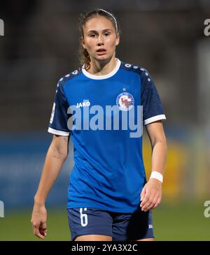 Potsdam, Deutschland. Oktober 2024. Fußball, Frauen: Bundesliga, 1. FFC Turbine Potsdam - SGS Essen, 6. Spieltag, Karl-Liebknecht-Stadion, Potsdamer Mia Schmidt. Quelle: Soeren Stache/dpa/Alamy Live News Stockfoto