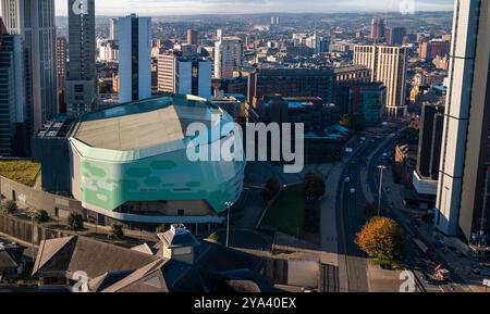 Luftbild der First Direct Arena in Leeds, Großbritannien. Stockfoto