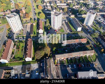 Luftbild von Little London Area in Leeds, Großbritannien. Stockfoto