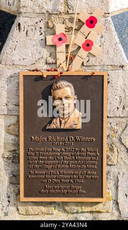 Major Richard D. Winters Monument in Sainte-Marie-du-Mont in der Normandie, Frankreich Stockfoto