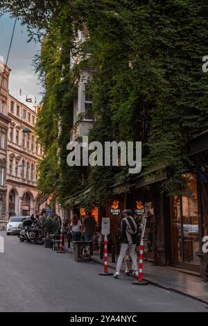 Istanbul, Turkiye - 8. Oktober 2024: Blick von den Beyoglu Street, generische Architektur im geschäftigsten Viertel Istanbuls. Stockfoto