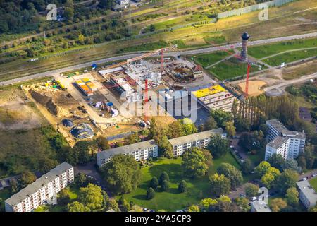 Luftbild, Baustelle mit Neubau am Wohnviertel Dirschauer Straße mit Wasserturm, geplante Duisburger Wohnquartier am ehemaligen Rangierbahnhof Wedau, Wedau, Duisburg, Ruhrgebiet, Nordrhein-Westfalen, Deutschland ACHTUNGxMINDESTHONORARx60xEURO *** Luftsicht, Baustelle mit Neubau an der Dirschauer Straße Wohngebiet mit Wasserturm, geplantes Duisburger Wohnquartier am ehemaligen Rangierbahnhof Wedau, Wedau, Duisburg, Ruhrgebiet, Nordrhein-Westfalen, Deutschland ACHTUNGxMINDESTHONORARx60xEURO Stockfoto