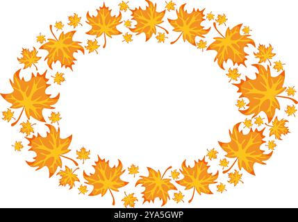 Happy Thanksgiving Cartoon Herbstlaub ovale Rahmen. Vektortypografie Postkarte. Stock Vektor