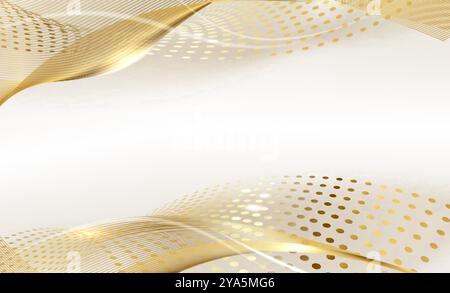 Hochwertiges Hintergrunddesign mit diagonalem Linienmuster in Goldfarbe. Vektor horizontale Goldvorlage für Business Banner, formelle Einladung, Luxus Stock Vektor