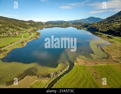 Luftlandschaft in den Allgäuer Alpen mit Alpsee neben Immenstadt, Bayern, Deutschland Stockfoto