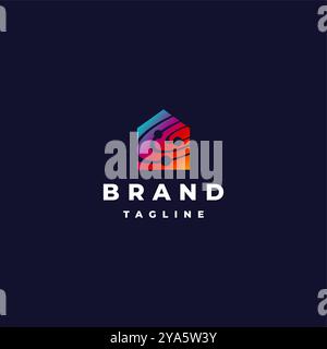 Galaxy Inside House Icon Logo Design. Buntes Galaxy Inside House Symbol Design. Stock Vektor