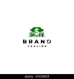Simple Money Car Logo Design. Dollar Währungssymbol Im Auto Silhouette Logo Design. Stock Vektor