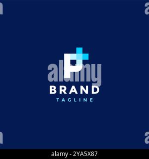 Anfangsbuchstabe P Plus Logo Design. P Letter mit Accent Plus Icon Design. Stock Vektor
