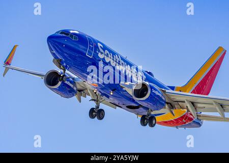 N283WN Southwest Airlines Boeing 737-7H4 landet in Palm Springs (PSP/KPSP) Stockfoto