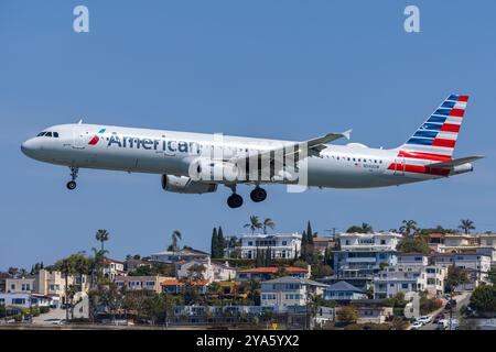 N540UW American Airlines Airbus A321-231 landet in San Diego SAN (KSAN) Stockfoto
