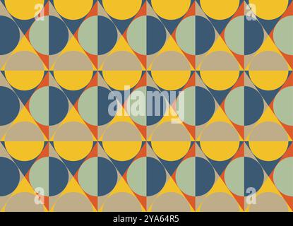 Farbenfrohes, nahtloses geometrisches Muster mit Kreisen und Formen. Vektorabbildung Stock Vektor