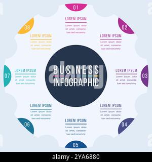 8 Optionen Infografikvorlage 8 Schritte, Objekte, Elemente oder Optionen Infografik Business Design Stock Vektor