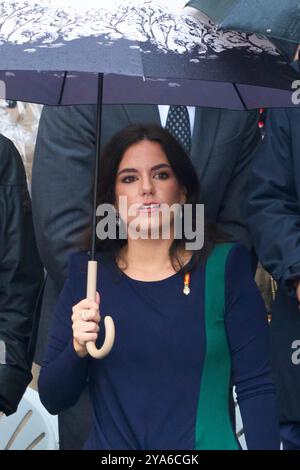 Madrid, Spanien. Oktober 2024. Santiago Abascal, Lidia Bedman, Pepa Millan nimmt am 12. Oktober 2024 an der Militärparade am spanischen Nationalfeiertag auf dem Lealtad-Platz Teil. Quelle: Album/Alamy Live News Stockfoto