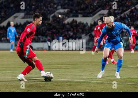 REYKJAVIK, ISLAND - 11. OKTOBER 2024: Brennan Johnson bei der UEFA Nations League 2025 zwischen Island und Wales in Laugardalsvöllur S Stockfoto