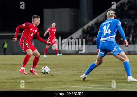 REYKJAVIK, ISLAND - 11. OKTOBER 2024: Harry Wilson, der bei der UEFA Nations League 2025 zwischen Island und Wales in Laugardalsvöllur Stad spielt Stockfoto