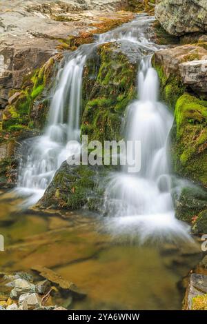 Kaskaden auf einem Cottonwood Creek in den verrückten Bergen in der Nähe von clyde Park, montana Stockfoto