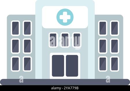 Moderne Stadtkrankenhausgebäude Fassadenillustration mit großen Glastüren Stock Vektor