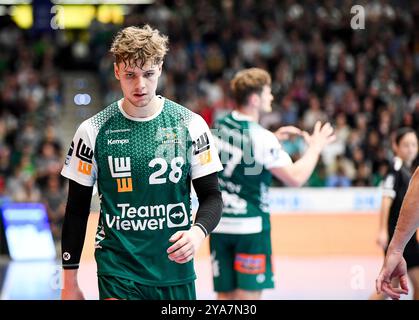 Goeppingen, Deutschland. Oktober 2024. Franko Lastro (frisch auf Goeppingen, #28), frisch auf Goeppingen vs. VFL Gummersbach, Handball, 1. Bundesliga, 6. Spieltag, 2024/2025, 12.10.24, Eibner-Pressefoto/Andreas Ulmer Credit: dpa/Alamy Live News Stockfoto