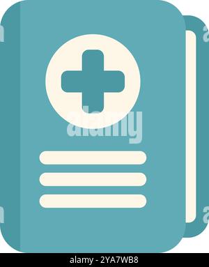 Symbol eines blauen medizinischen Aktenbuchs mit einem weißen Kreuz, symbolisiert Gesundheit und medizinische Informationen Stock Vektor
