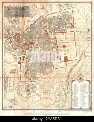 Jerusalem, die Altstadt, 1-2.500 Karte, gezeichnet 1936, überarbeitet 1945, Modified 1947 - Karte nach Survey of Palestine Stockfoto