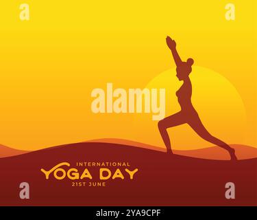 Internationaler Yoga-Tag Hintergrund feiern Fitness und Wellness Vektor Stock Vektor