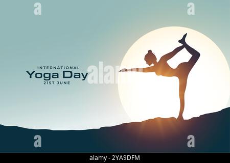 Feiern Sie den internationalen Yoga-Tag mit ayurvedisch inspirierten Hintergrundvektoren Stock Vektor