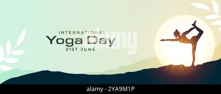Feiern Sie 21. juni World Yoga Day Banner in modernem Stil Vektor Stock Vektor