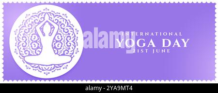 Feiern Sie den Welt-Yoga-Tag mit einem dekorativen Banner, das Fitness-Vektor fördert Stock Vektor