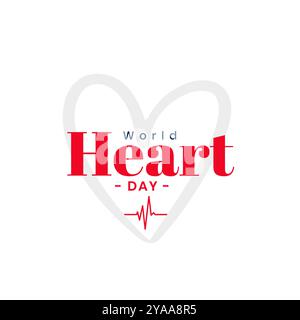 Happy World Heart Day Hintergrund mit Kardiogramm Design Vektor Stock Vektor