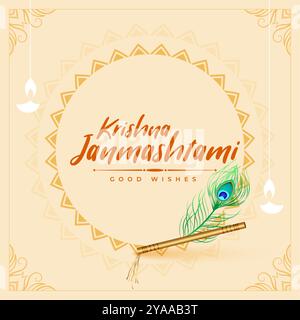 Wunschkarte für krishna janmashtami Festival Vektor Stock Vektor