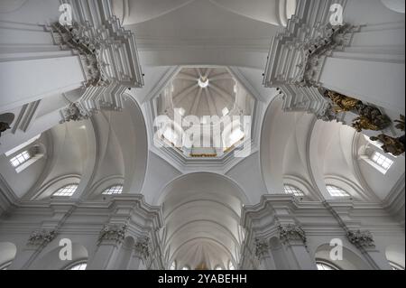 Kuppel der Pfarrkirche St. John, Abtei Hauk, erbaut 1691, Bahnhofstr. 4, Würzburg, Niederfranken, Bayern, Deutschland, Europa Stockfoto