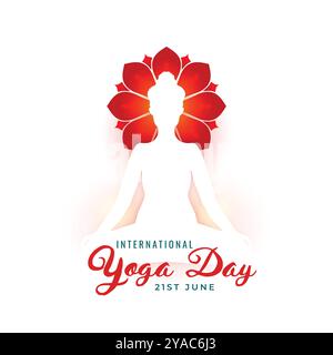 Feiern Sie den internationalen Yoga-Tag mit einem wunderschönen Hintergrund-Vektor Stock Vektor