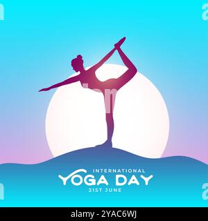 Schöne Frauen Silhouette Hintergrund feiern internationalen Yoga Tag Vektor Stock Vektor