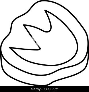 Vektor-Symbol für Schwarzweiß-Fossilien. Niedliche Dinosaurier-Stufenstempel-Illustration. Lustiger, ausgehobener Felsen mit alten Tierfußabdrücken Clipart. Cartoo Stock Vektor