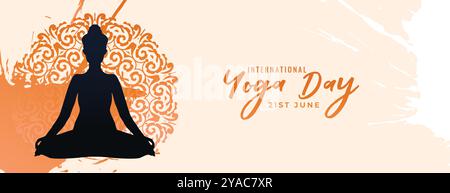 Feiern Sie den 21. juni internationalen Yoga-Tag Grungy Banner Design Vektor Stock Vektor