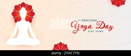 Feiern Sie den internationalen Yoga-Tag am 21. juni mit dekorativem Poster Design Vektor Stock Vektor