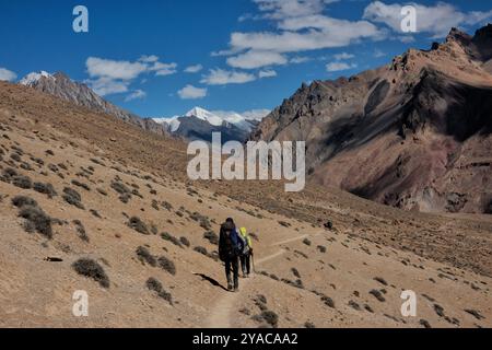 Blick auf Minglik SAR auf dem Shimshal Pass Trek, Shimshal, Gojal, Pakistan Stockfoto