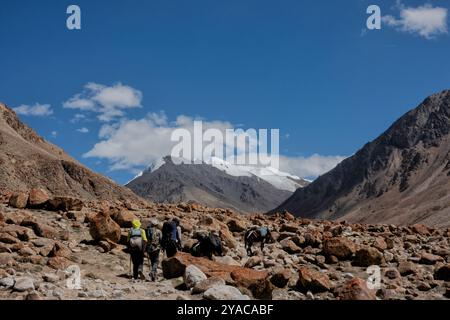 Blick auf Minglik SAR auf dem Shimshal Pass Trek, Shimshal, Gojal, Pakistan Stockfoto