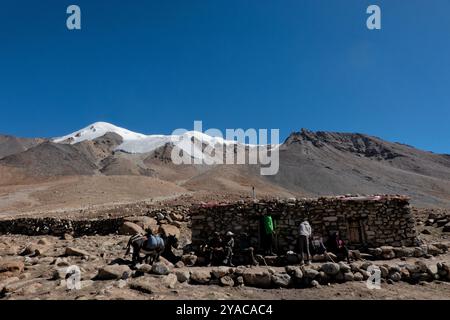 Blick auf Minglik SAR auf dem Shimshal Pass Trek, Shimshal, Gojal, Pakistan Stockfoto