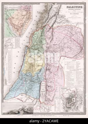 Karte von Palästina, Antike und Moderne, 1862 - Andriveau-Goujon, Eugene - Atlas Karte. Stockfoto